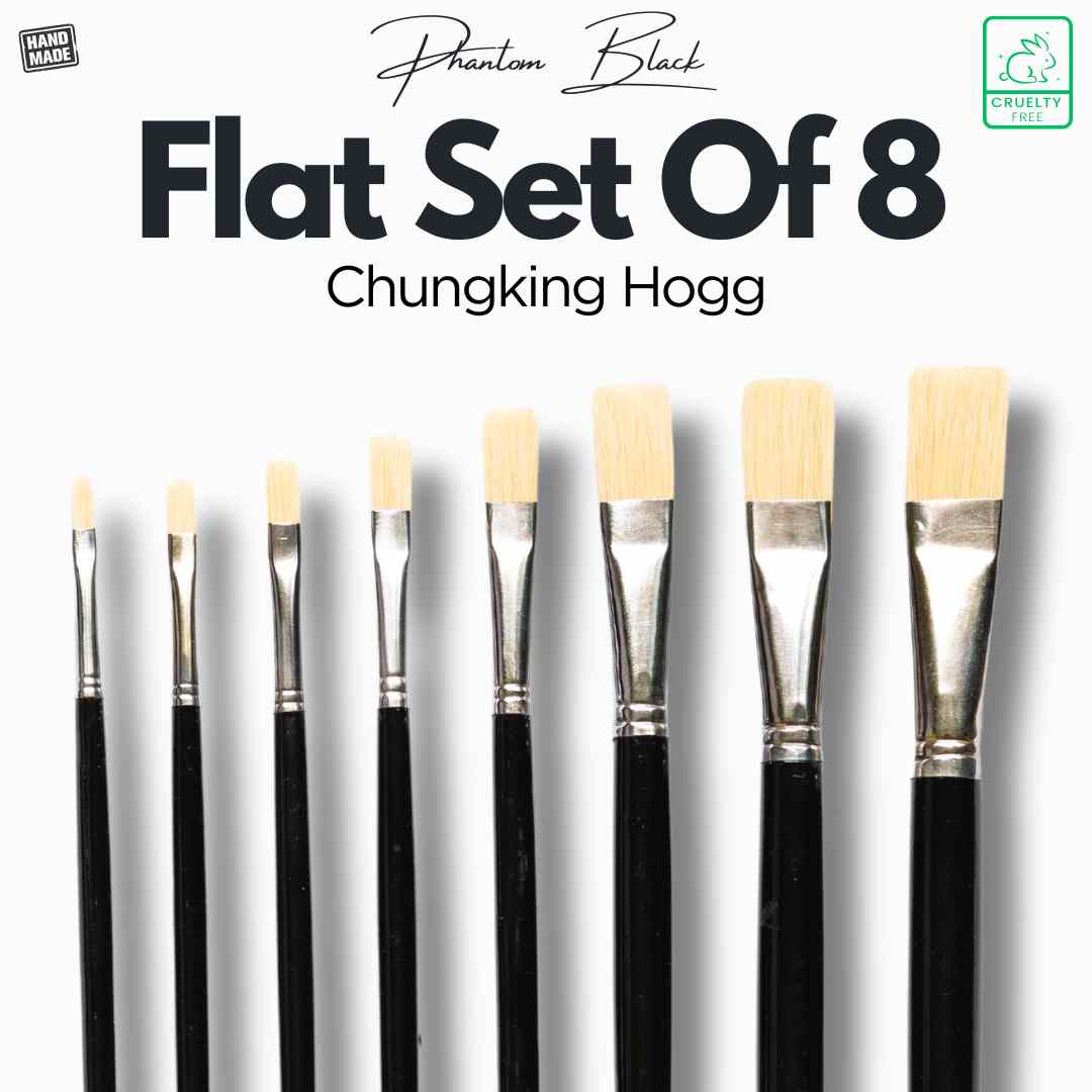 Stationerie Flat Chungking Hog Brush Set Of 8 Black Edition 11'' LH