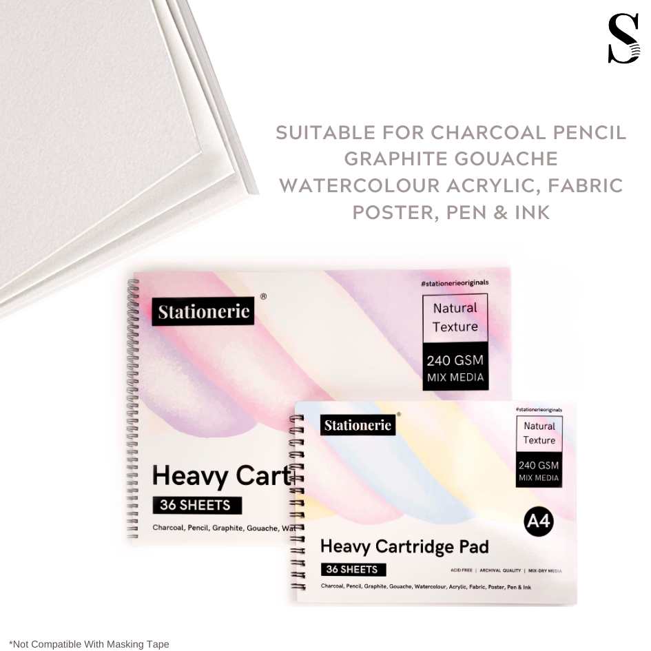 Stationerie Artists’ Heavy Cartridge A3 Pad 240gsm 36 Sheets