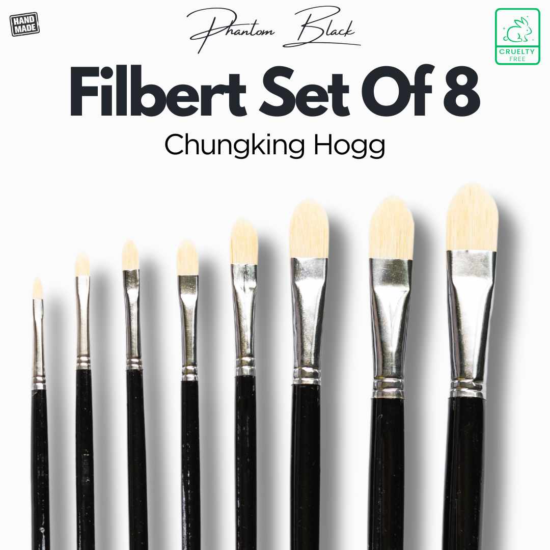 Stationerie Filbert Chungking Hog Brush Set Of 8, Long Handle 11''