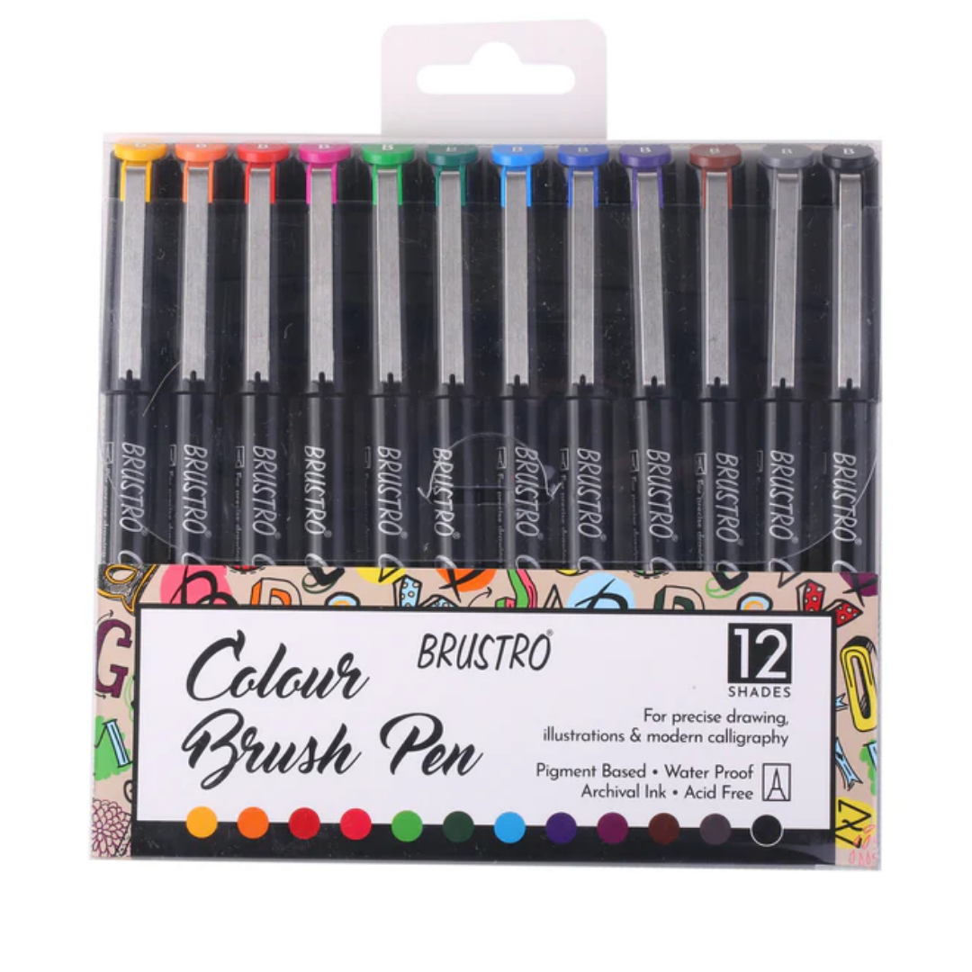 BRUSTRO Colour Brush Pens Set of 12