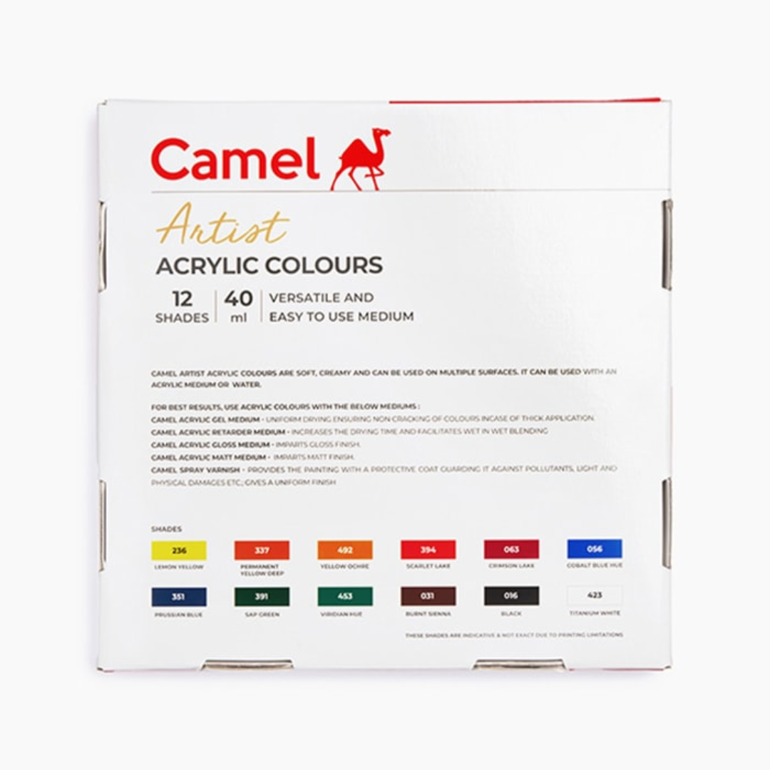 Camel Artist 40ml Acrylic Color Shade 12 Shades
