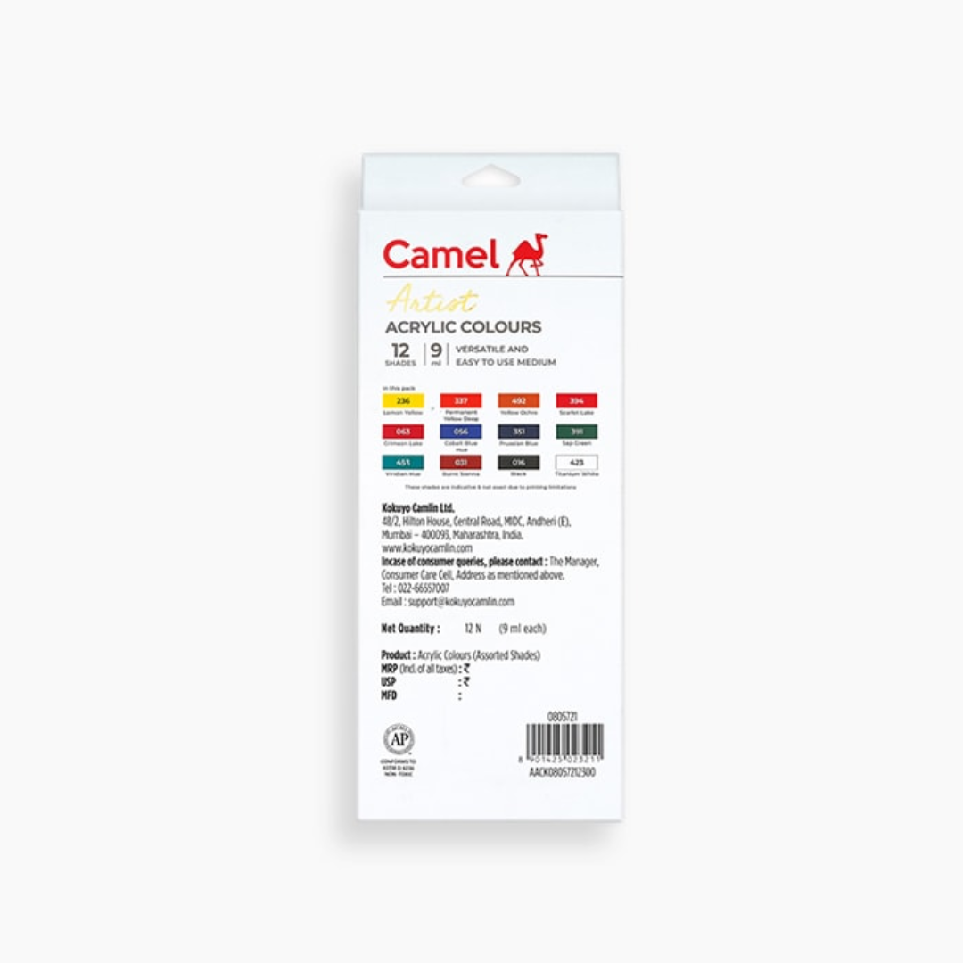 Camel Acrylic Color Box 9ml Tubes 12 Shades