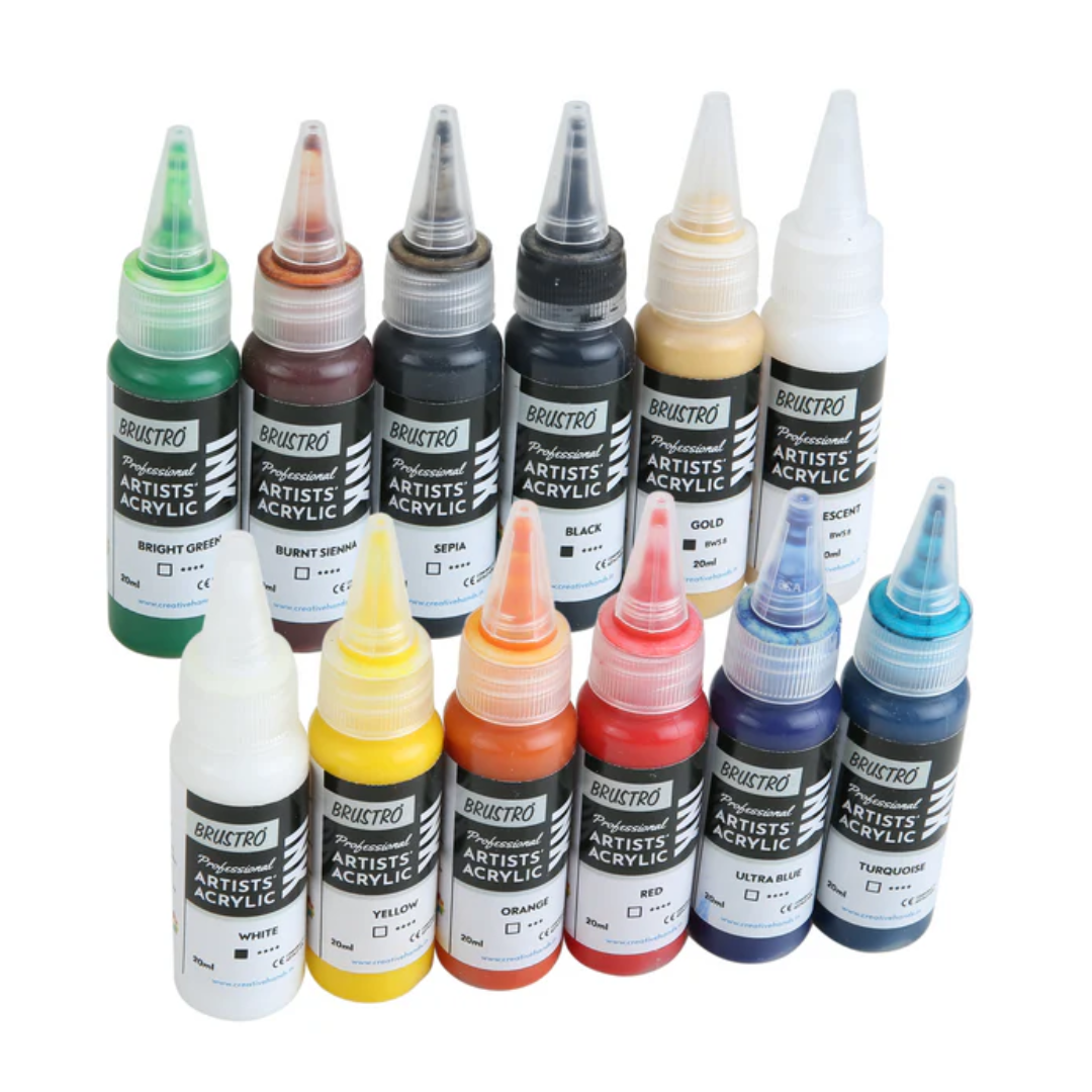 Brustro Professional Artists Acrylic Ink Set of 12 x 20ml