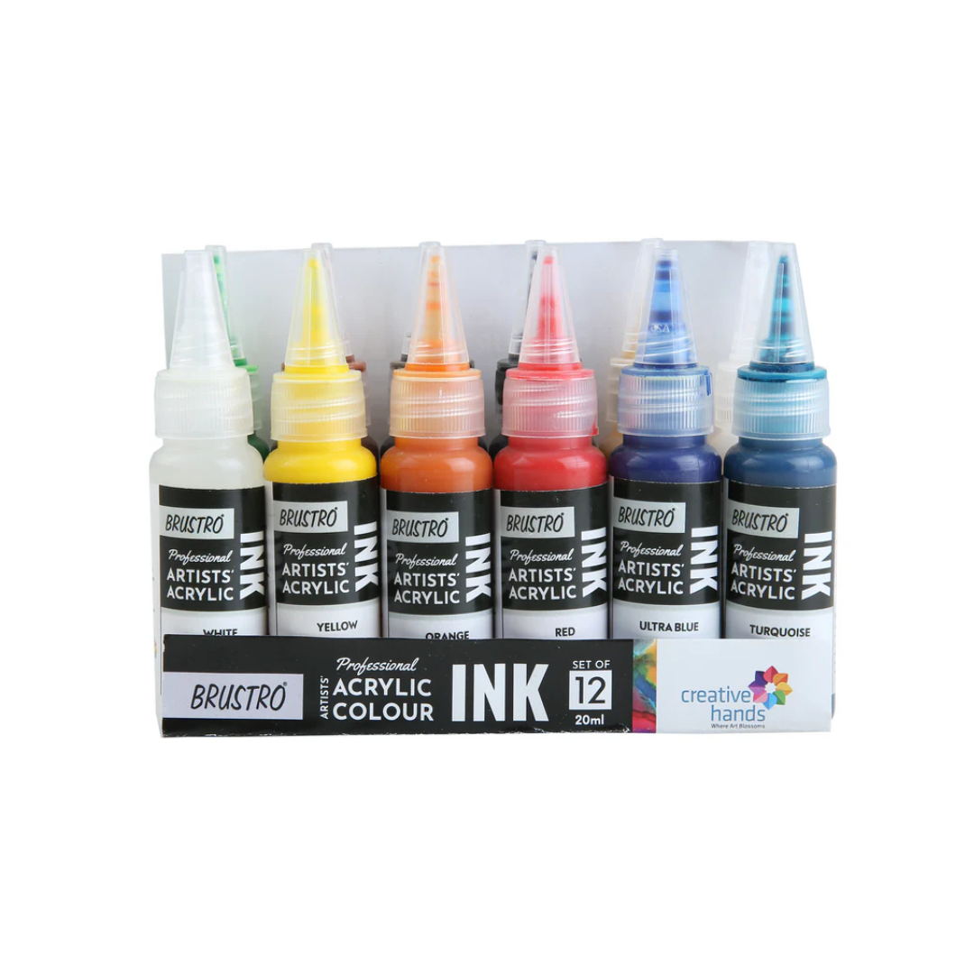Brustro Professional Artists Acrylic Ink Set of 12 x 20ml