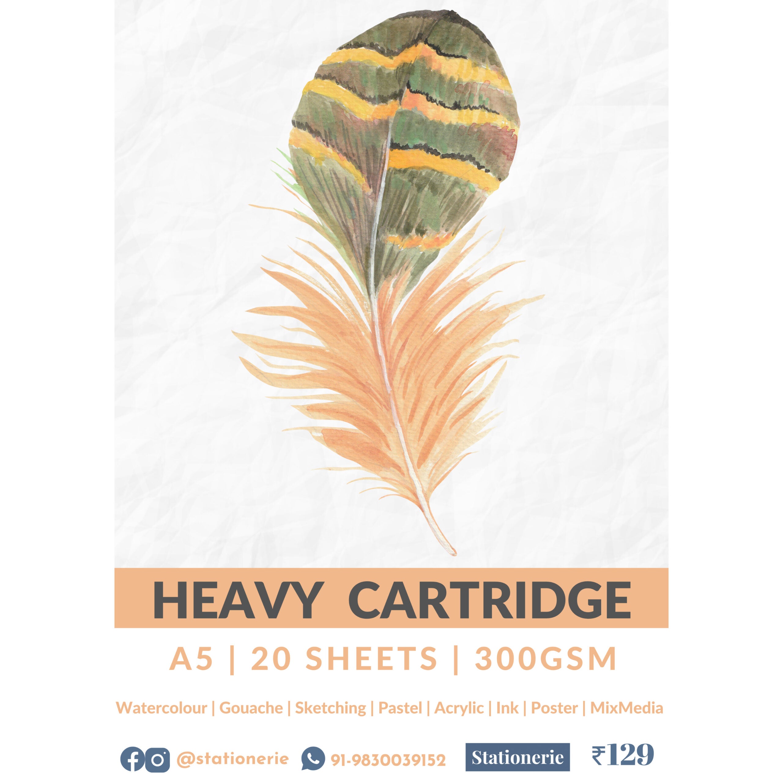 Stationerie Heavy Cartridge A5 300gsm 20 Sheets