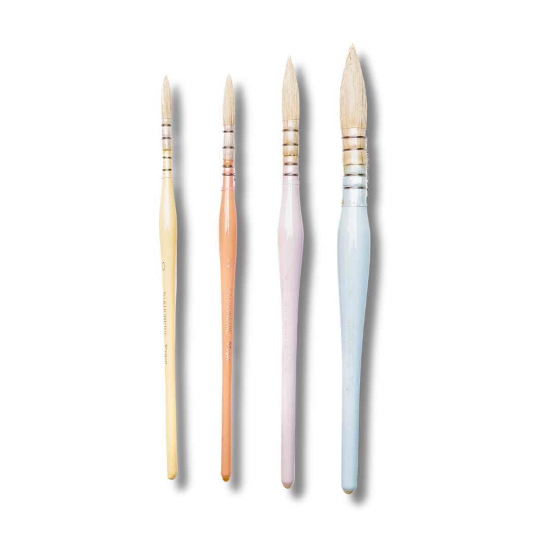 Stationerie Artists White Natural Goat Hair Mop Brush Set of 4