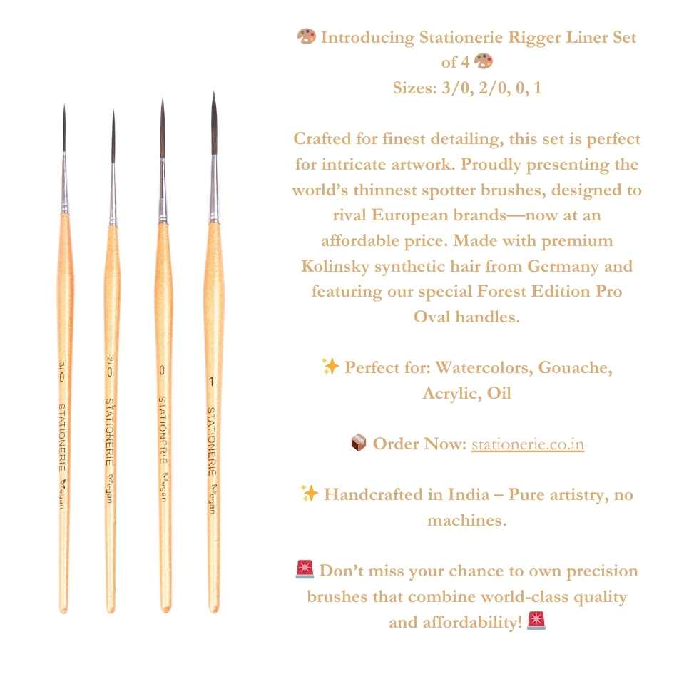 Stationerie Rigger Long Bristle Liner Set Of 4 Sal Wood Edition