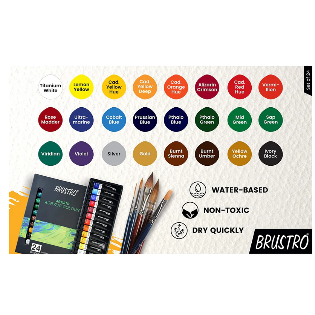 BRUSTRO Artist Acrylic Color 24 Colours 12ML Set