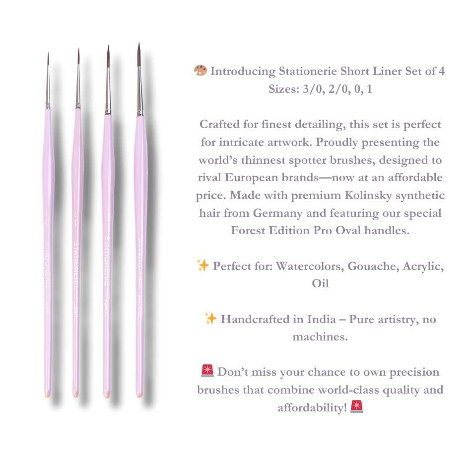 Stationerie Short Liner Set Of 4 Lilac Mist Edition, Kolinsky Synthetic