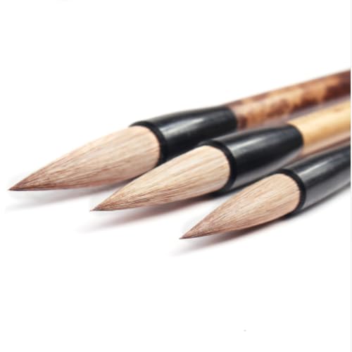 Stationerie Art Professional Chinese Calligraphy Drawing Brush Set of 3 pc (Small, Medium, Large)
