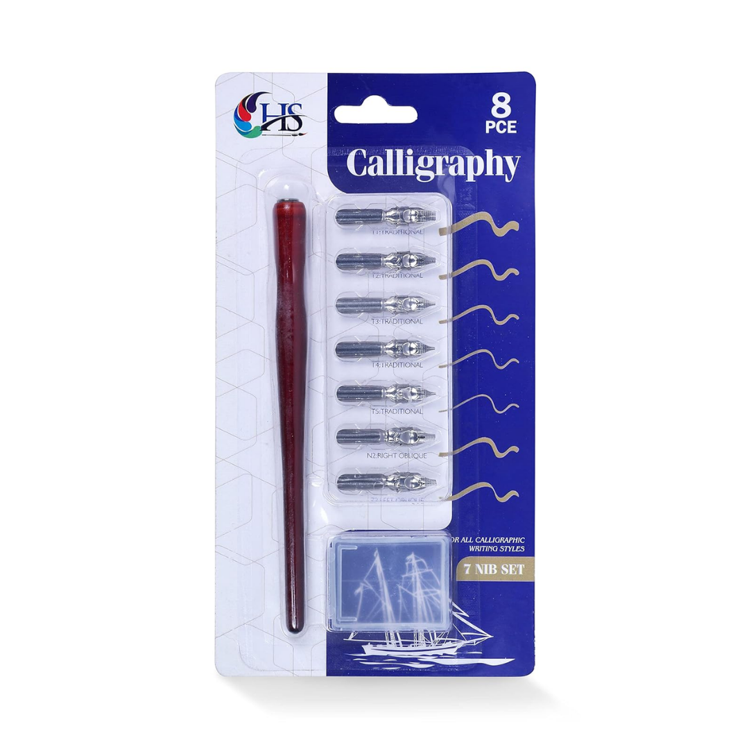 HS Calligraphy Dip Pen Set 7 Nibs With holder
