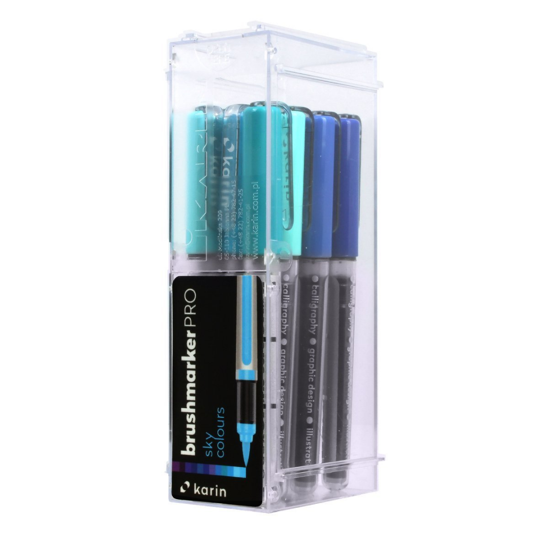 Karin Brushmarker PRO   Water Based   Brush Tip   Sky Colours   12 Colours