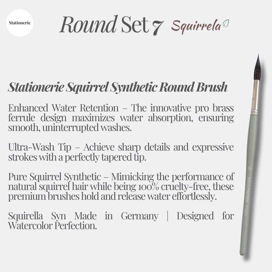 Stationerie Round Set of 7 Squirrel Synthetic