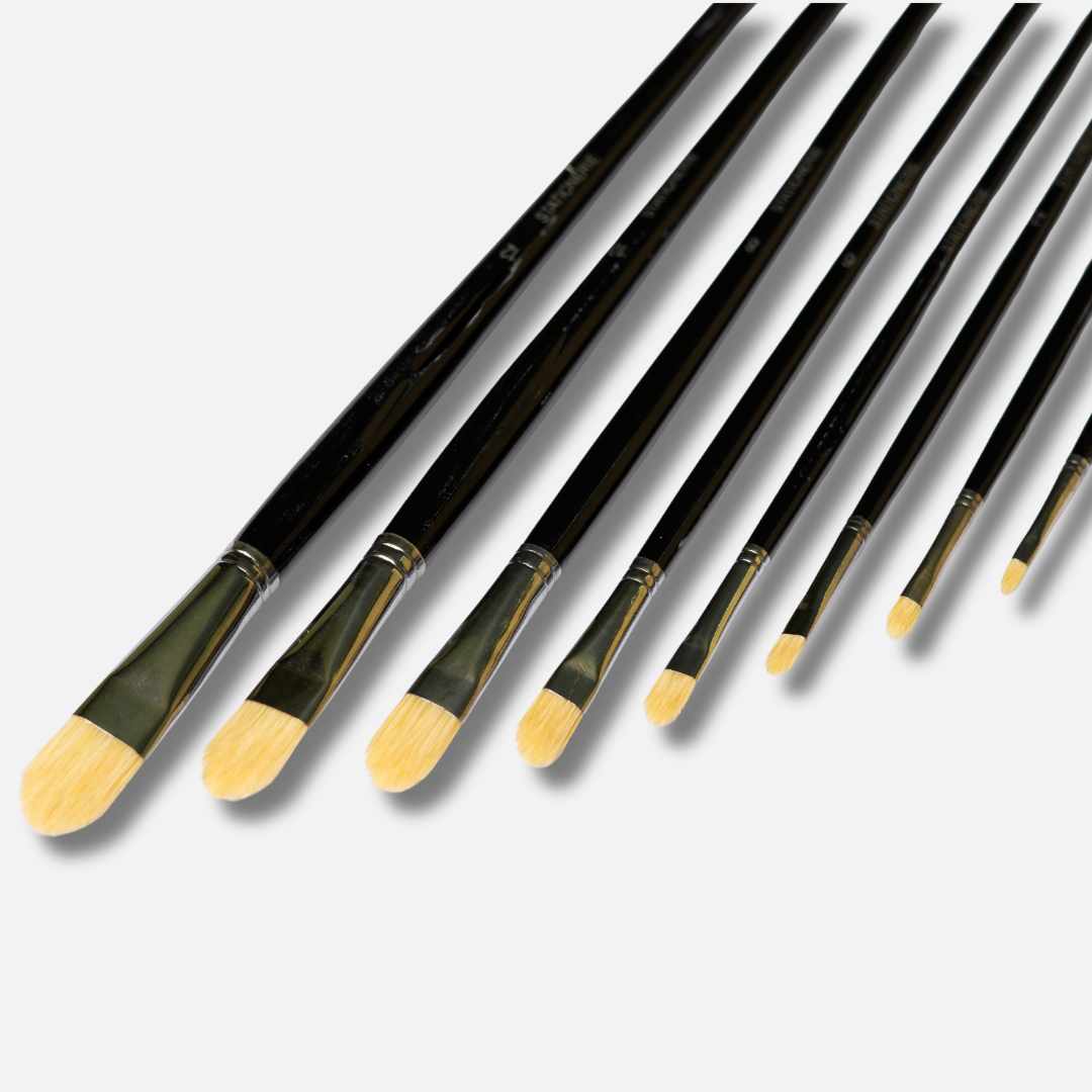 Stationerie Filbert Chungking Hog Brush Set Of 8, Long Handle 11''