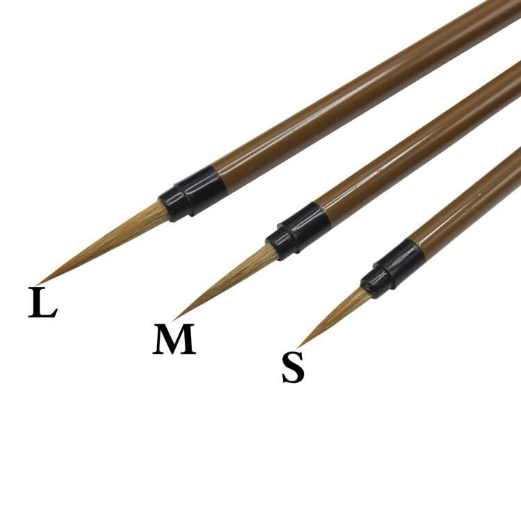 Stationerie 3 Brush Pens Set Small Hook Extra Fine Paint Brush Chinese Calligraphy Brush Bamboo