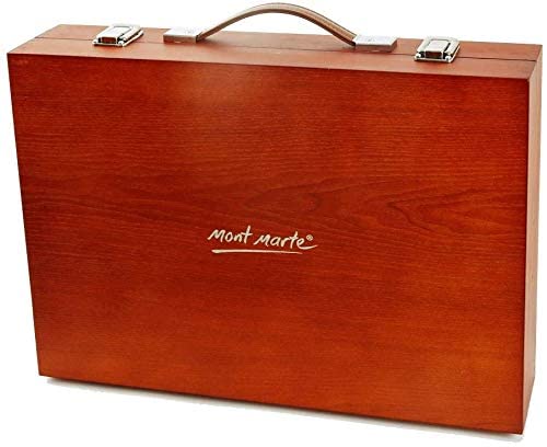 Mont Marte 174 Piece Deluxe Art Set Art Supplies for Painting and Drawing Art Kit in Wood Box includes Acrylic Oil Watercolor Paints Oil Pastels Color Pencils