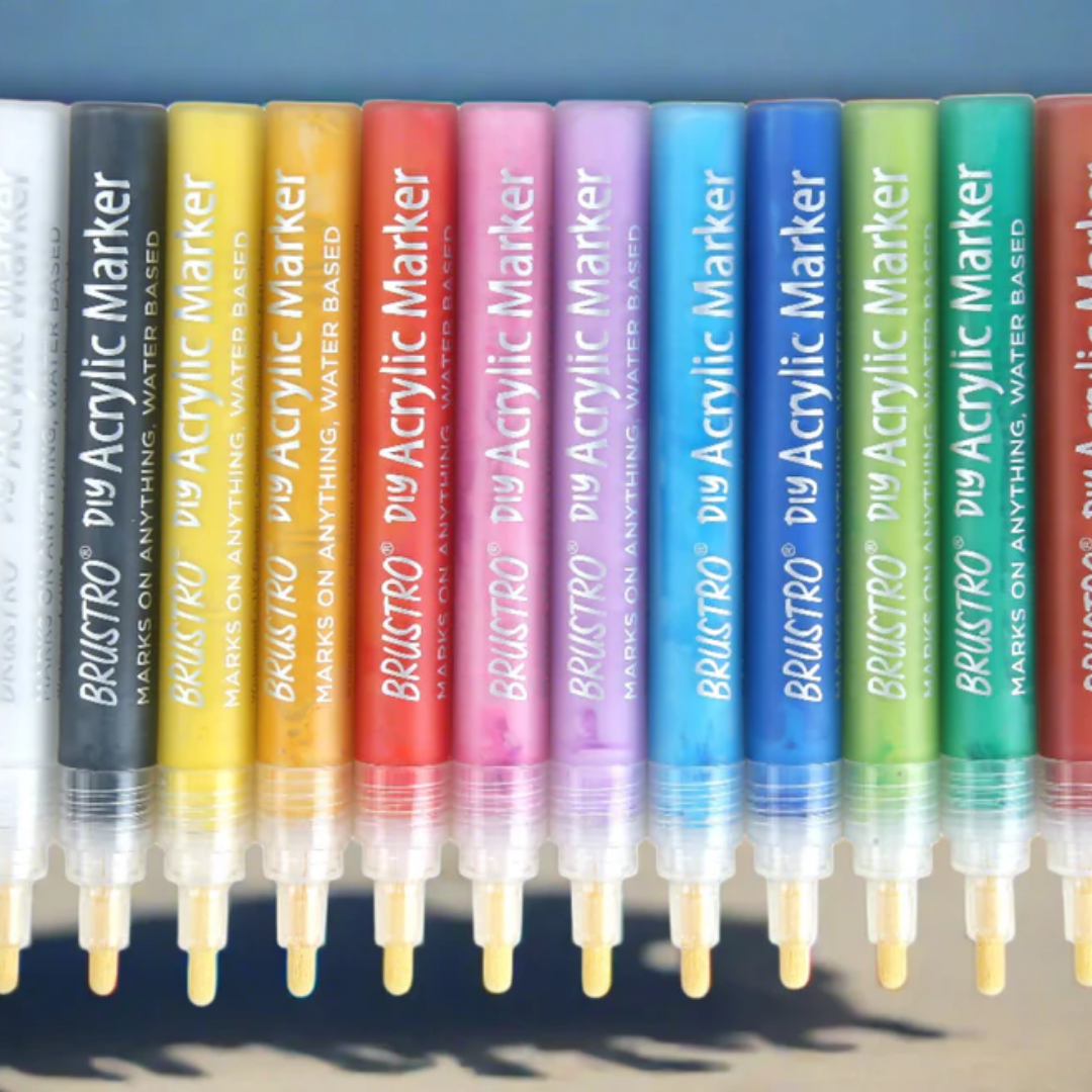 Brustro (DIY) Acrylic Marker Set of 12 Vibrant Colours