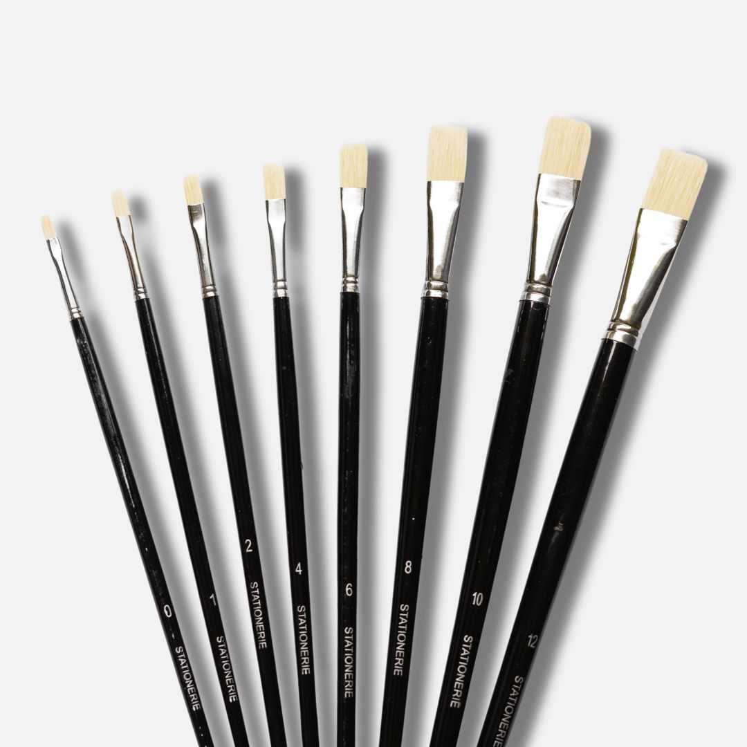 Stationerie Filbert Chungking Hog Brush Set Of 8, Long Handle 11''