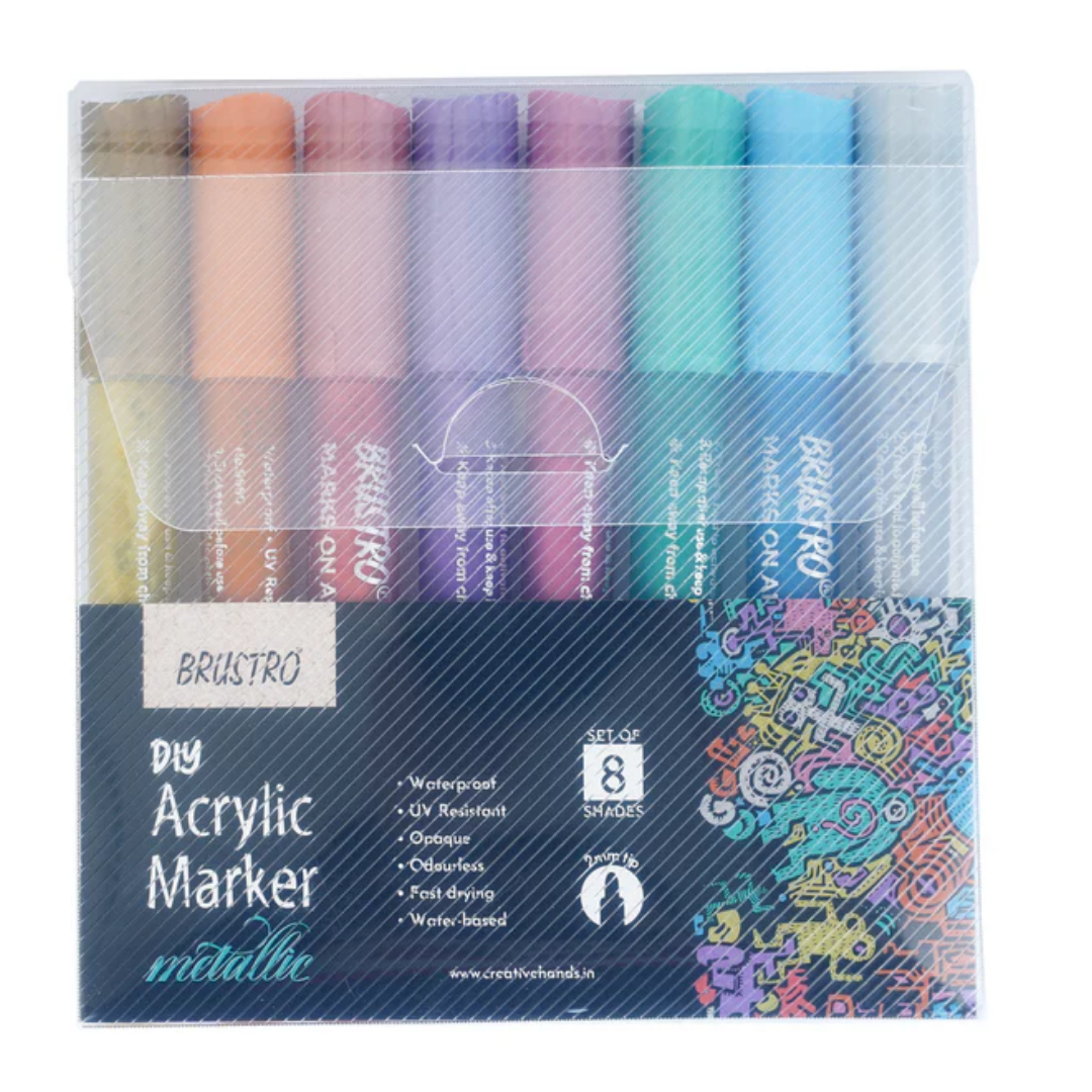Brustro Acrylic (DIY) Marker Set of 8 (Metallic Shades)