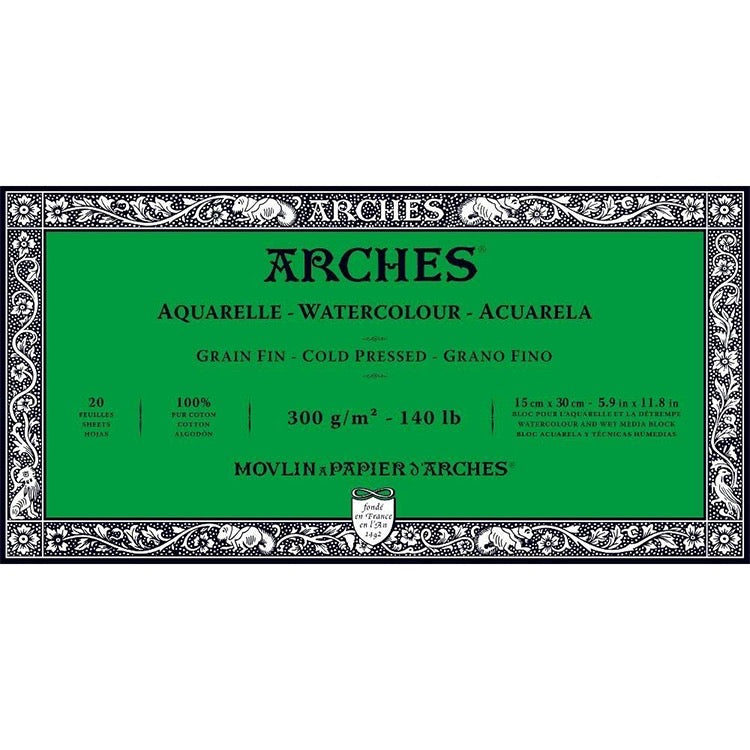 Arches Watercolour Paper Block  300GSM 15x30CM 5.9x11.8INCH Cold Pressed