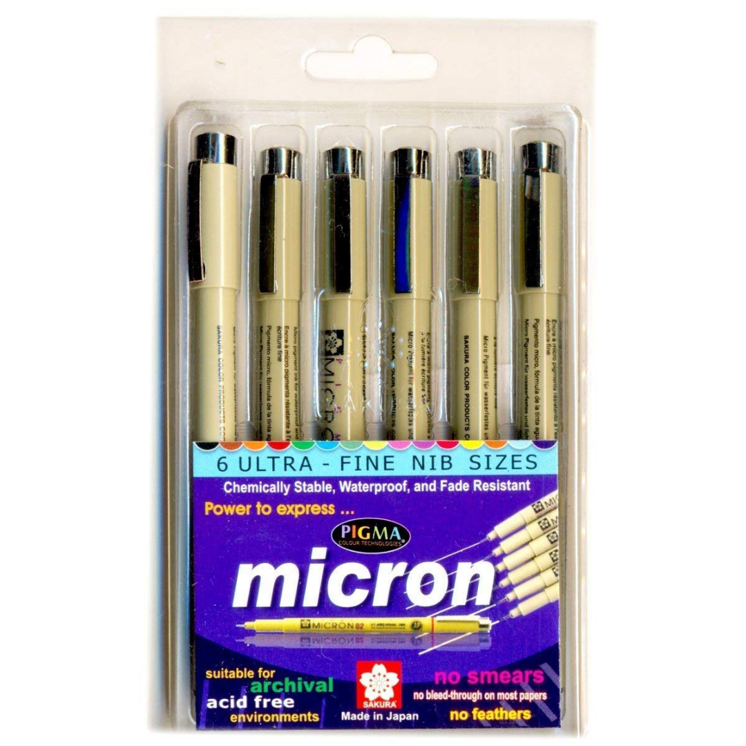 SAKURA PIGMA MICRON PEN (SET OF 6) BLACK