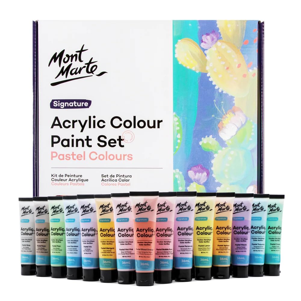 Mont Marte Acrylic Colour Pastel Paint Set Signature 36pc x 36ml