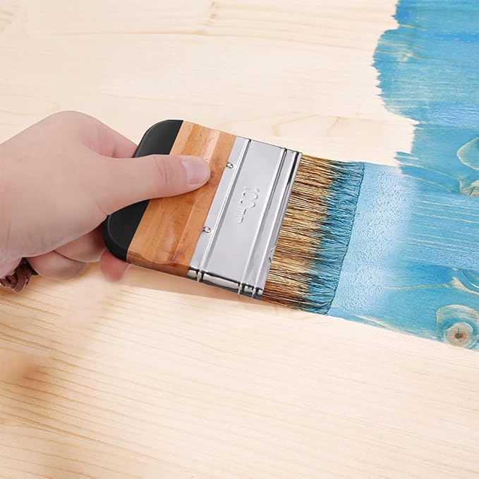 Stationerie 3 Pieces Chalk and Wax Paint Brushes Bristle Stencil Brushes for Wood Furniture Home Decor, Including Flat Pointed and Round Chalked Paint Brushes