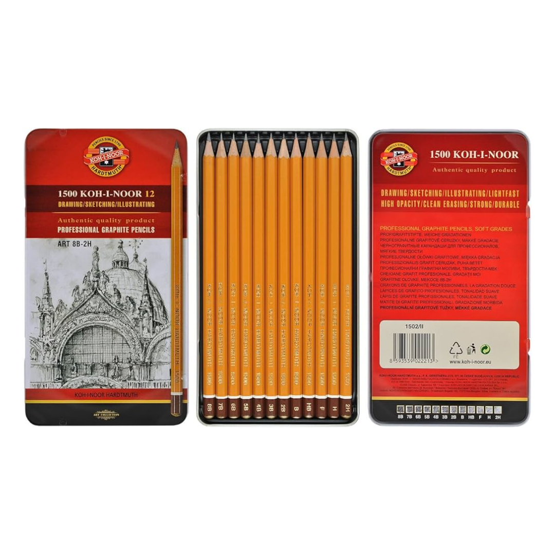 Koh i noor 12 ART Professional Graphite Pencils   Soft Grades 1502