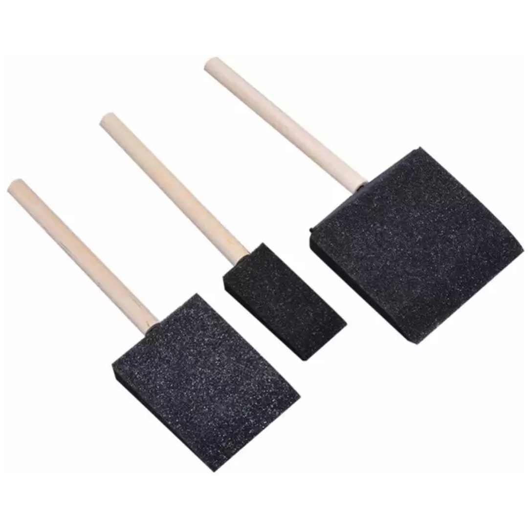 Stationerie Sponge Brush Ser for Painting, Art and Craft Projects (Pack of 3 Flat Sponge Brushes) Painting Sponge Brush)