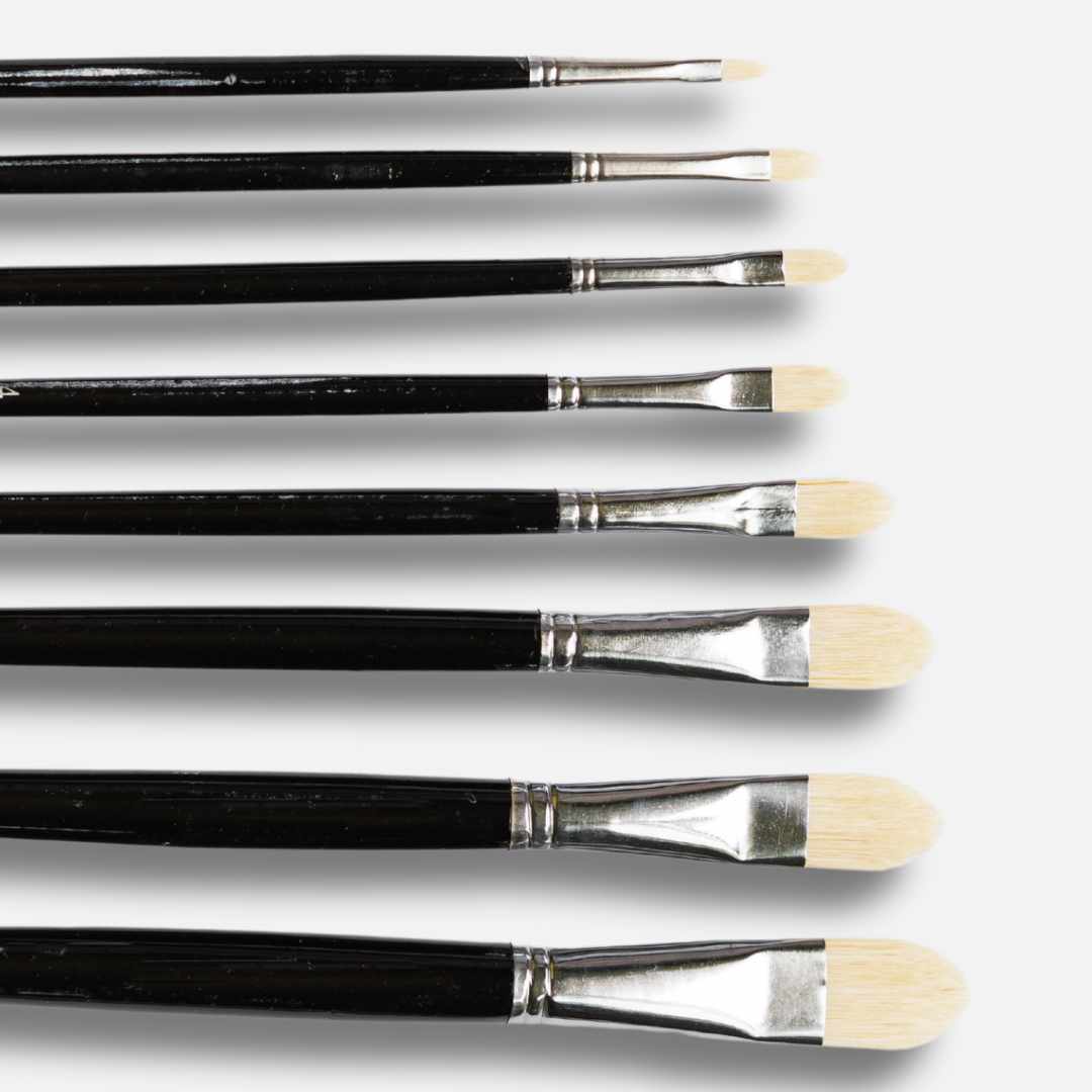 Stationerie Filbert Chungking Hog Brush Set Of 8, Long Handle 11''