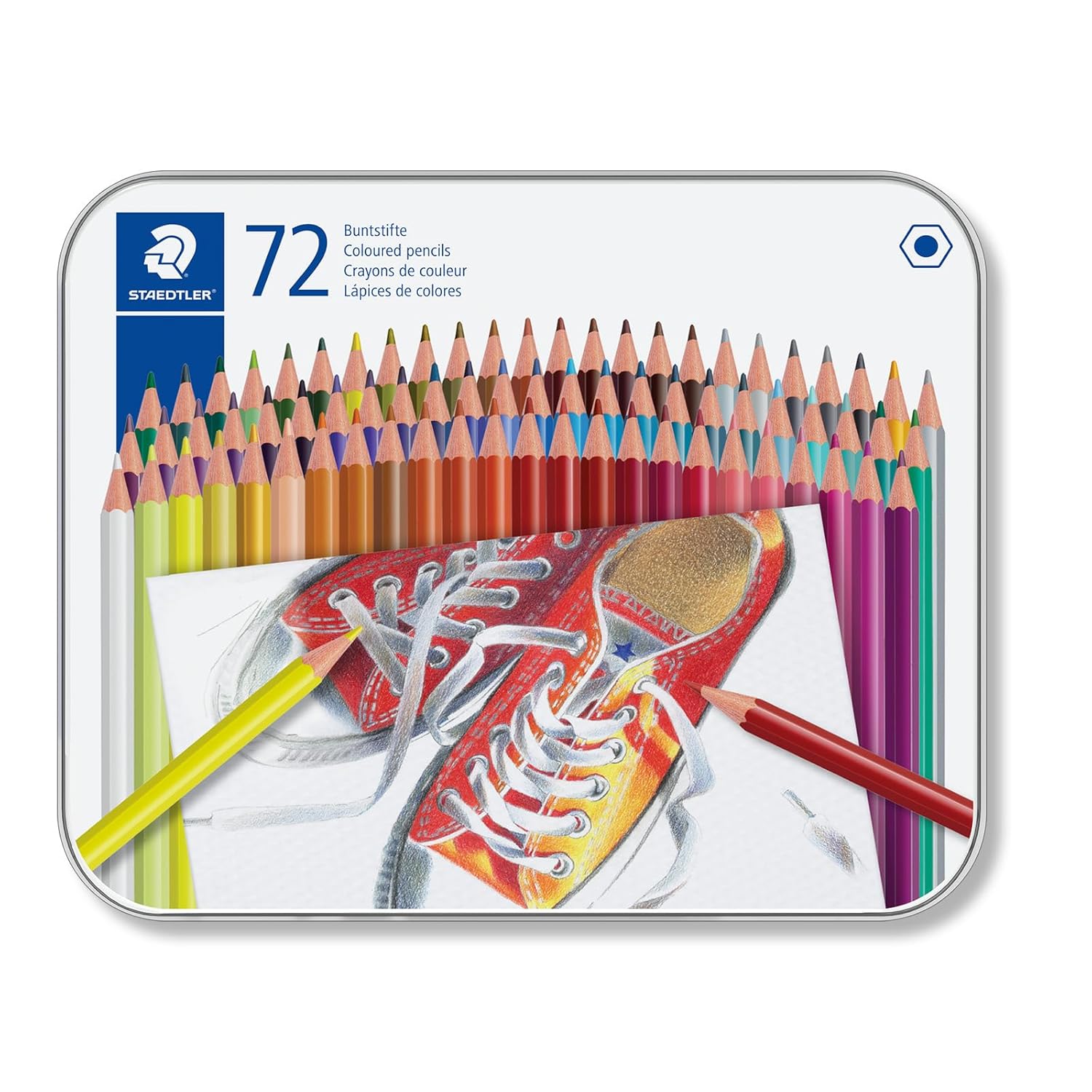 STAEDTLER Hexagonal Pencils Metal Box 72 Colored Pencils