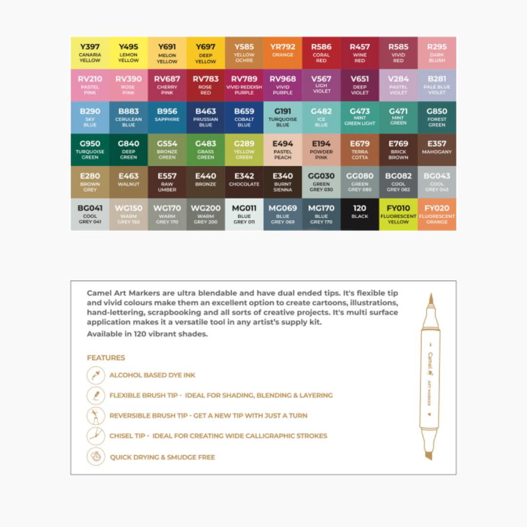 Camel Art Markers Assorted 60 shades (61–120)