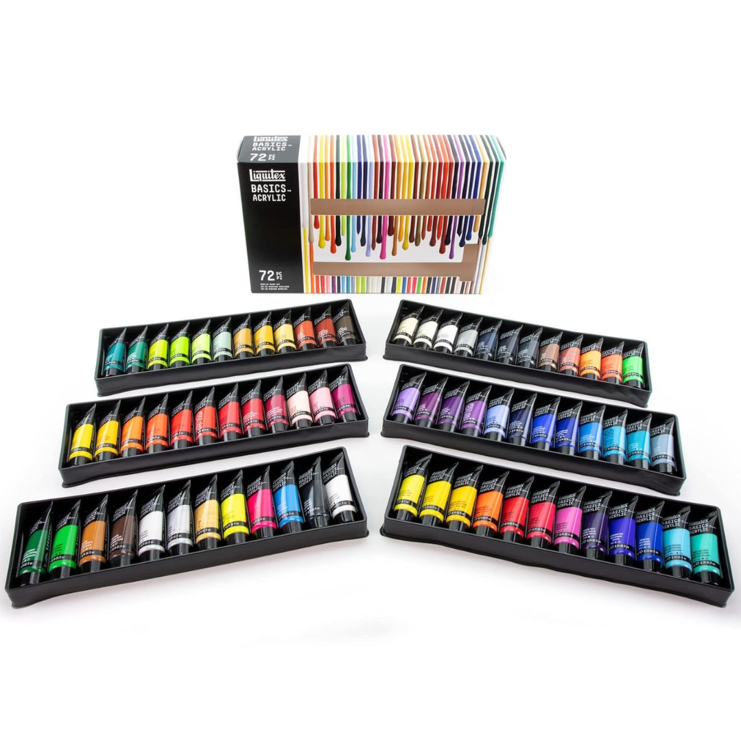 Liquitex Basics Acrylic Paint, 72 Tube Set, Assorted