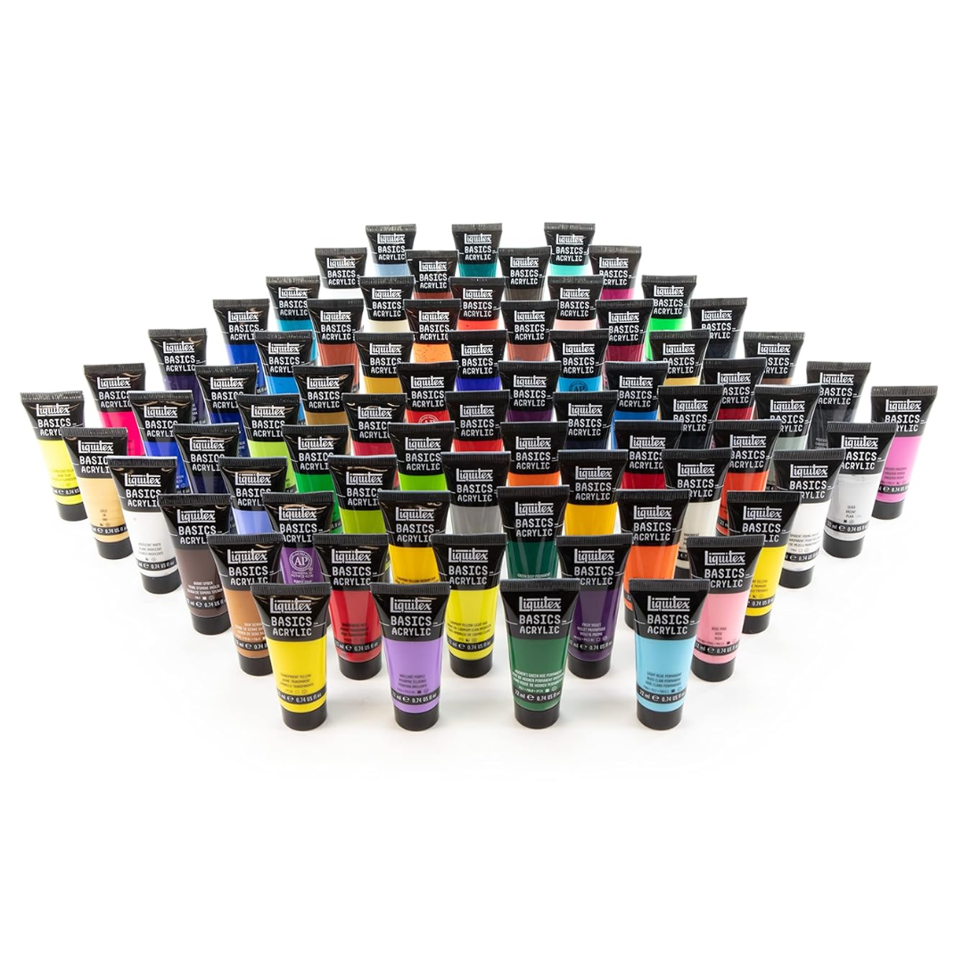 Liquitex Basics Acrylic Paint, 72 Tube Set, Assorted