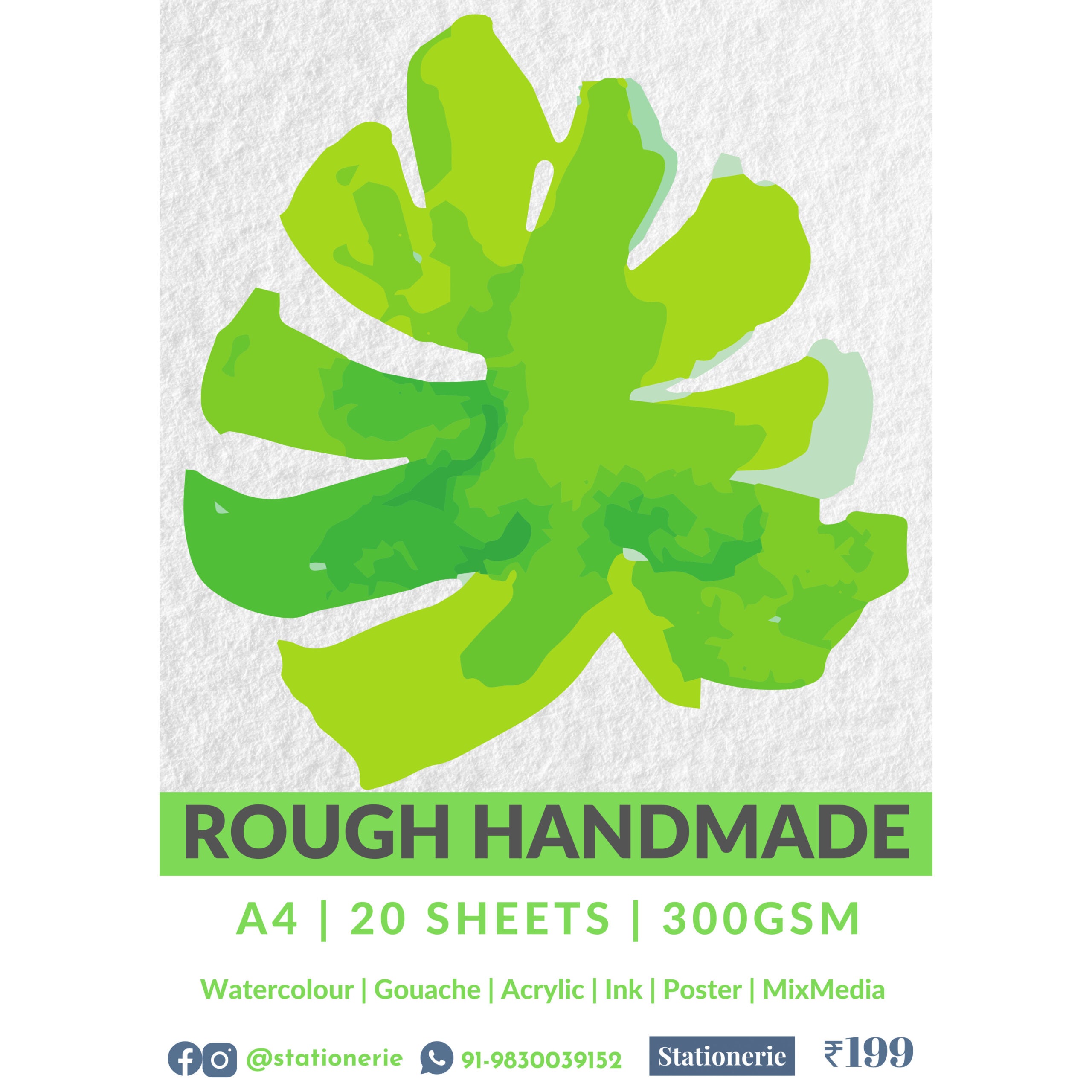 Stationerie Rough Handmade A4 300gsm 20 Sheets 100% Cotton