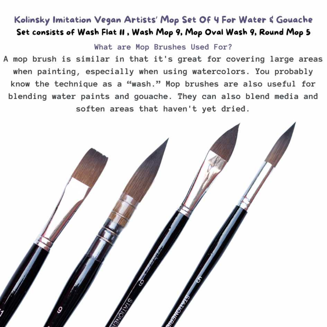 Stationerie Wash Mop Set of 4 Kolinsky Synthetic