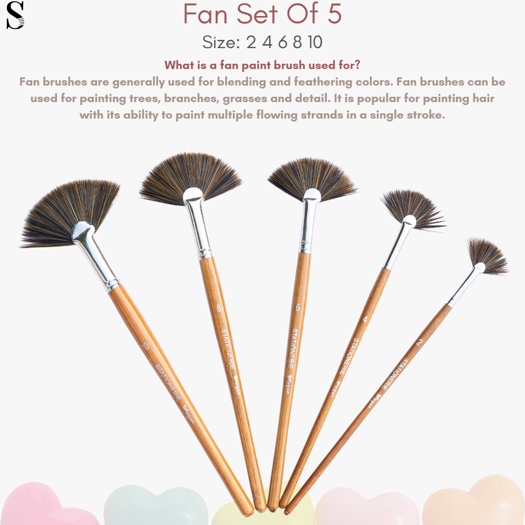 Stationerie Vegan Fan Brush Set Of 5