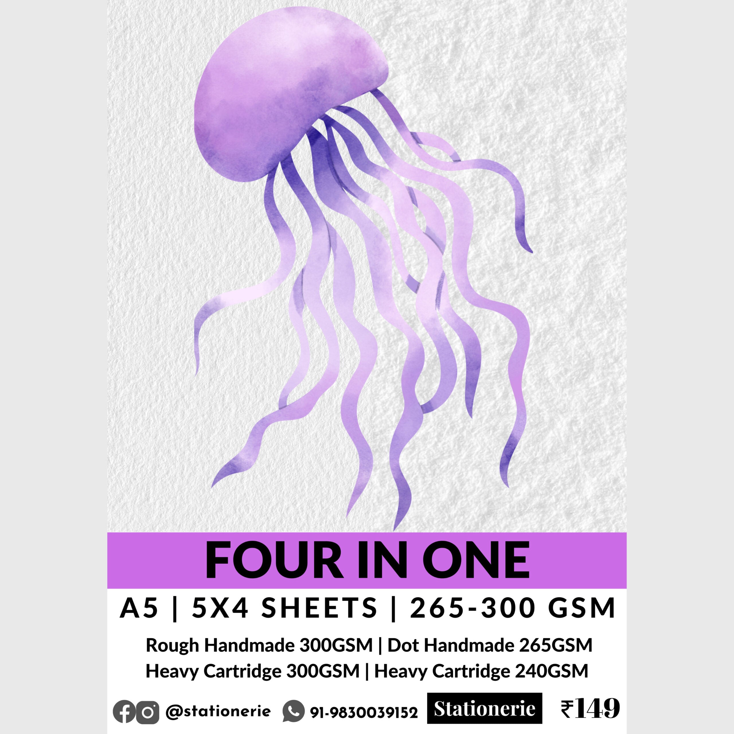 Stationerie Four In One A5 265 300gsm Pack Of 20