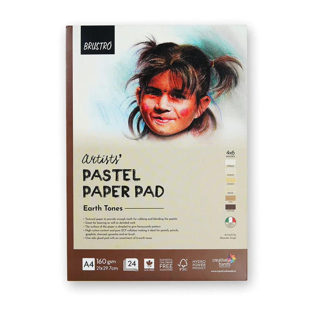 Brustro Artists' Pastel Paper Pad of 24 Sheets (160 GSM), Colour   Earth Tones, Size   A4