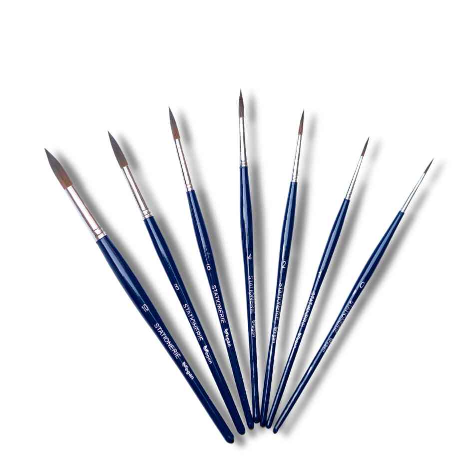 Stationerie Round Set Of 7 Kolinsky Synthetic