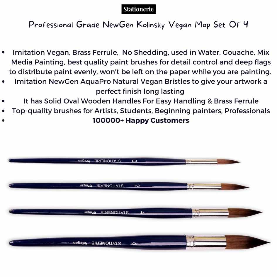 Stationerie Mop Set Of 4 Kolinsky Synthetic