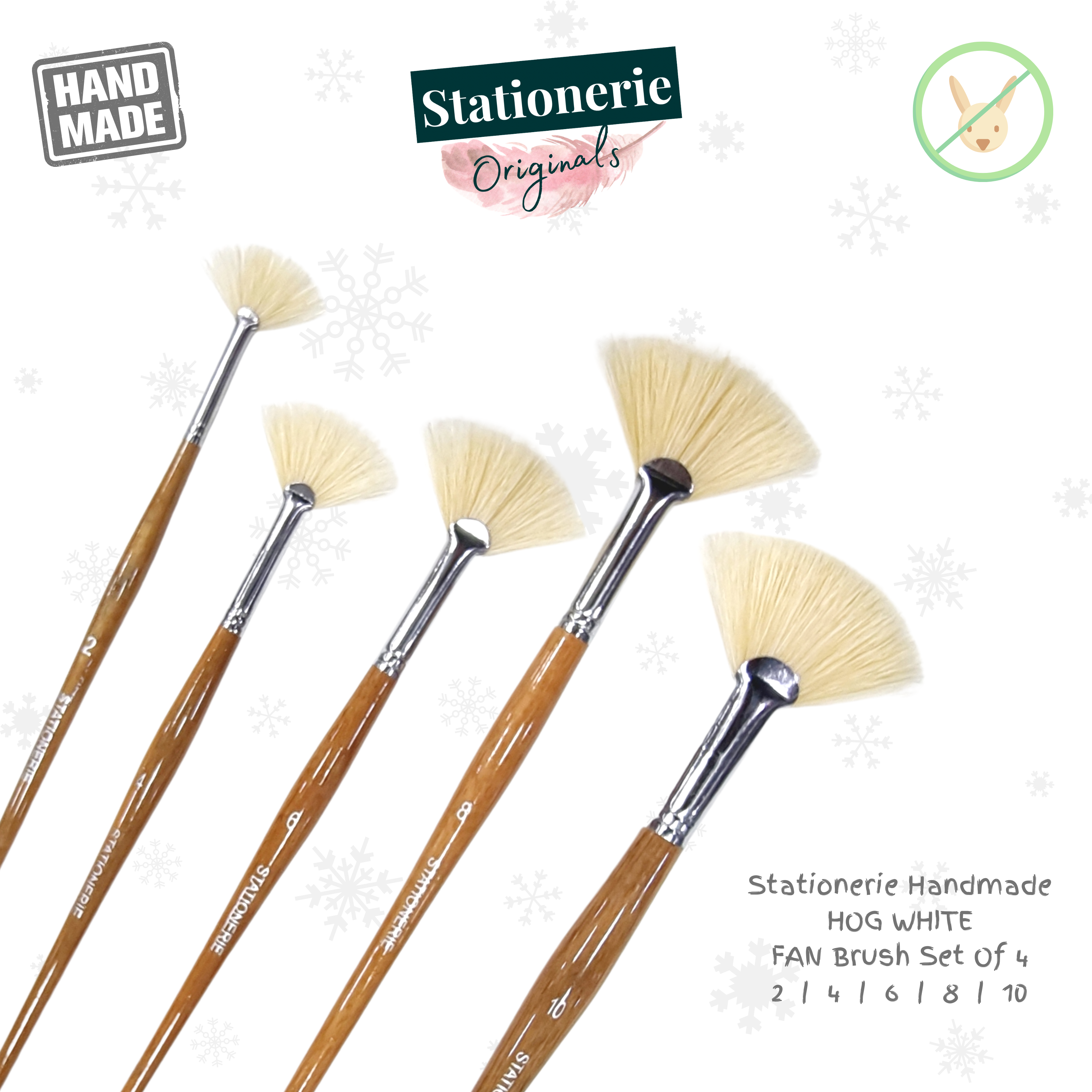 Stationerie Hog White Fan Brush Set Of 5