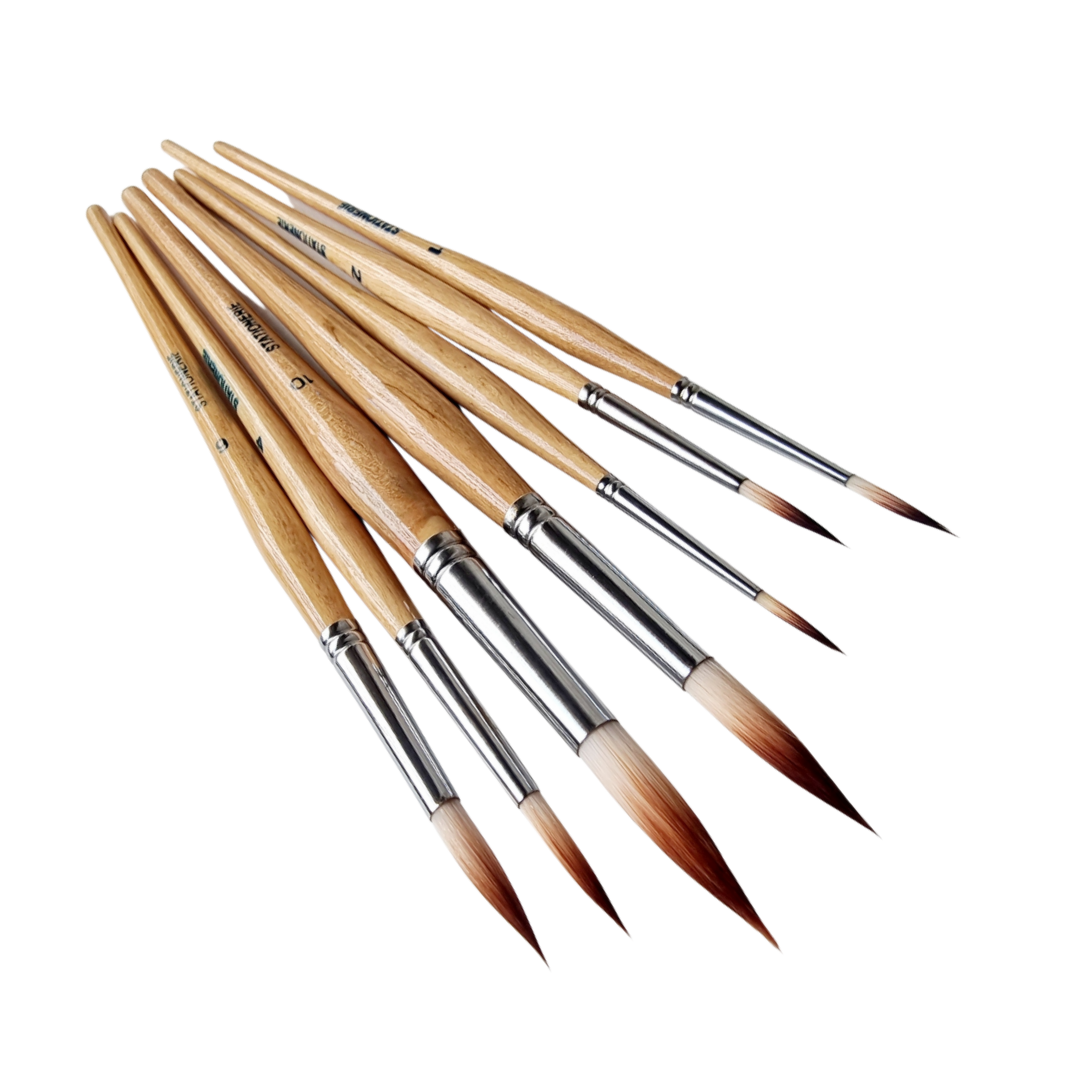 Stationerie Signature Synthetic Handmade Round Set Of 7 Sal Wood Edition
