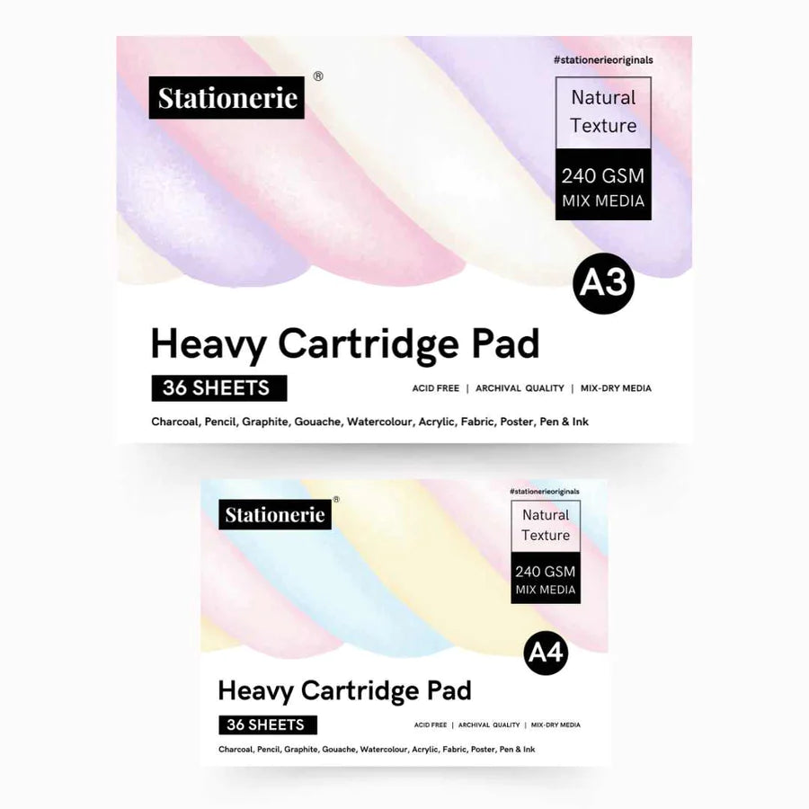 Stationerie Artists’ Heavy Cartridge Combo A4 + A3 Pad 240gsm 36 Sheets Each