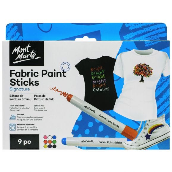 Mont Marte Fabric Paint Sticks 9 Shades