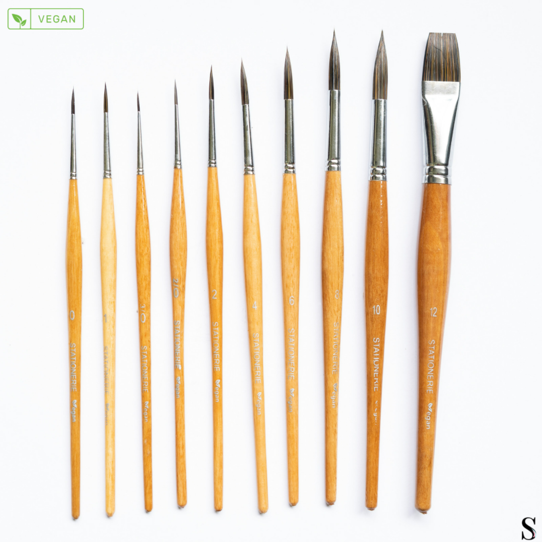 Stationerie Vegan Hybrid Set Of 10 Salwood (3rd Gen Aquasync Bristle & Oval Grip Handle)