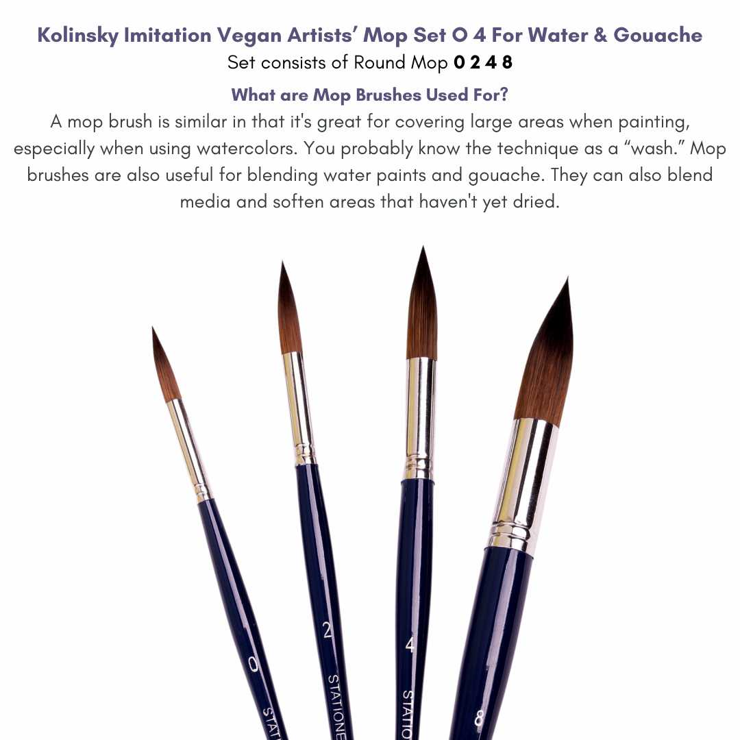Stationerie Mop Set Of 4 Kolinsky Synthetic