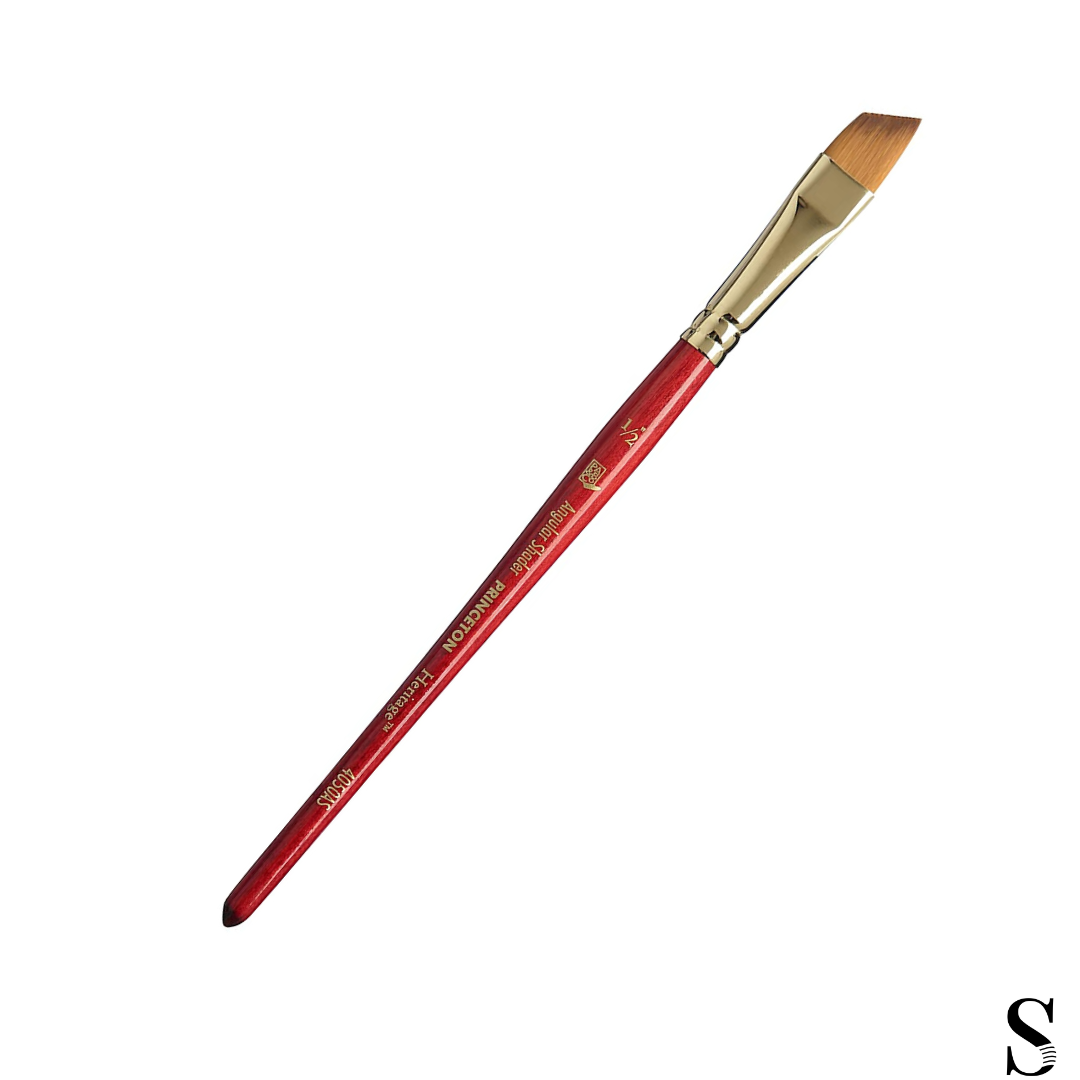 Princeton Heritage Short Handle Angle Shader Paint Brush (Size 1/2 Inches)