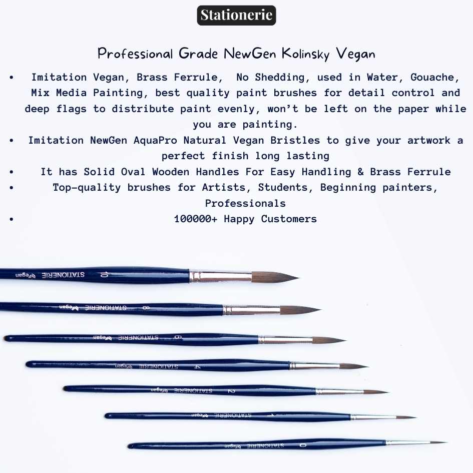 Stationerie Round Set Of 7 Kolinsky Synthetic