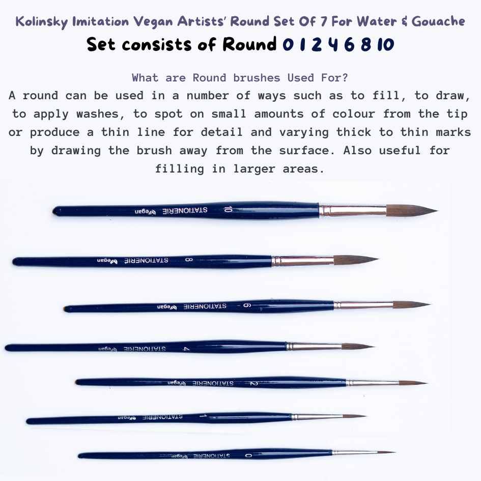 Stationerie Round Set Of 7 Kolinsky Synthetic